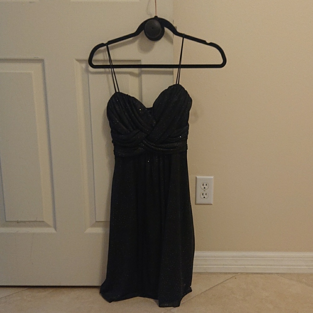 Black sparkle evening dress.